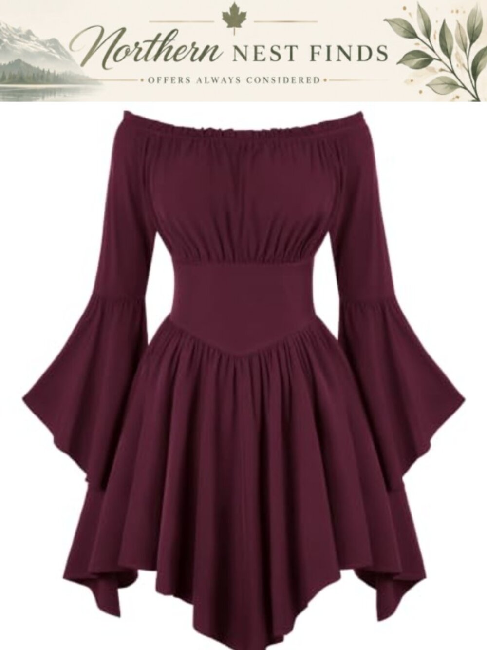 SCARLET DARKNESS Off Shoulder Renaissance Dress Long Sleeve Mini